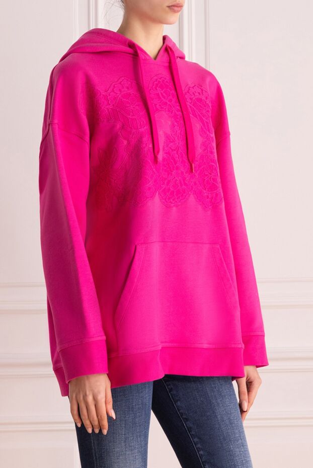 Valentino women's pink cotton hoodie with lace insert 162161 - photo 3