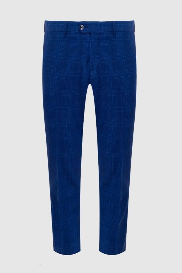 Sartoria Latorre мужские брюки ярко синие в клетчатый узориз шерсти 162277 - фото 1