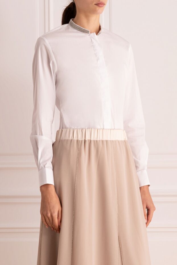 Rocco Ragni women's blouse with gray shimmering collar white 162314 - photo 3