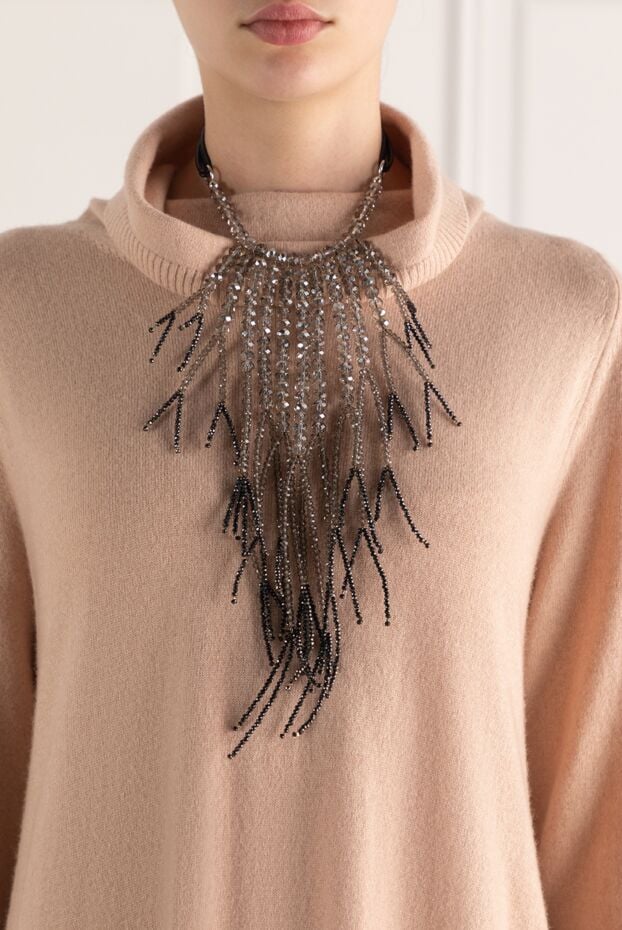 Rocco Ragni waterfall necklace for women gray with black crystals 162316 - photo 2