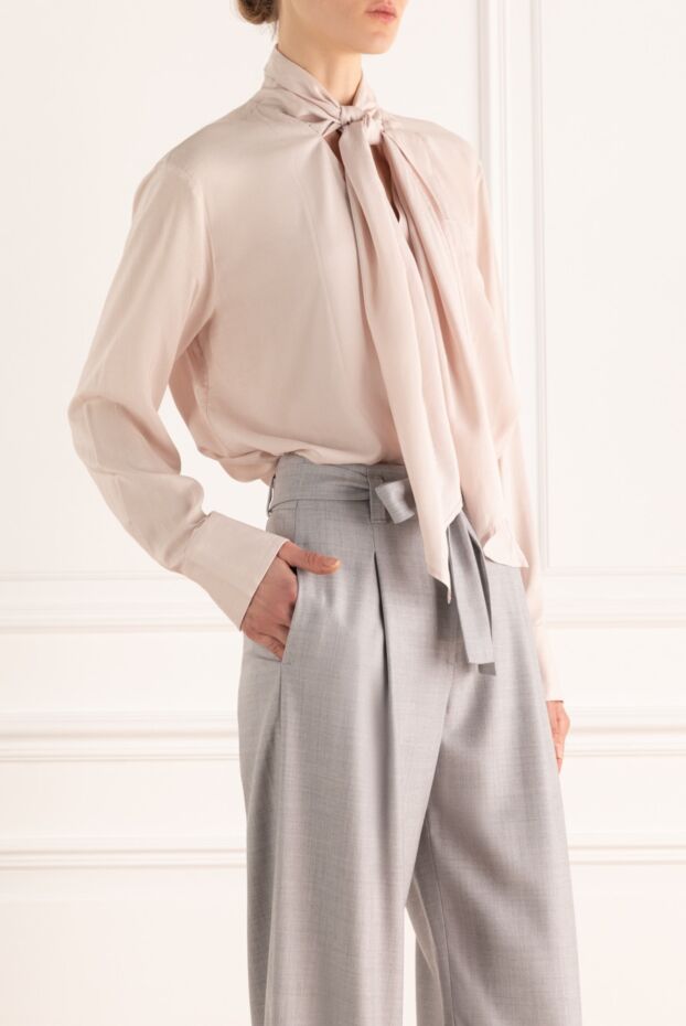 Tonet women's blouse with a scarf beige 162347 - photo 3