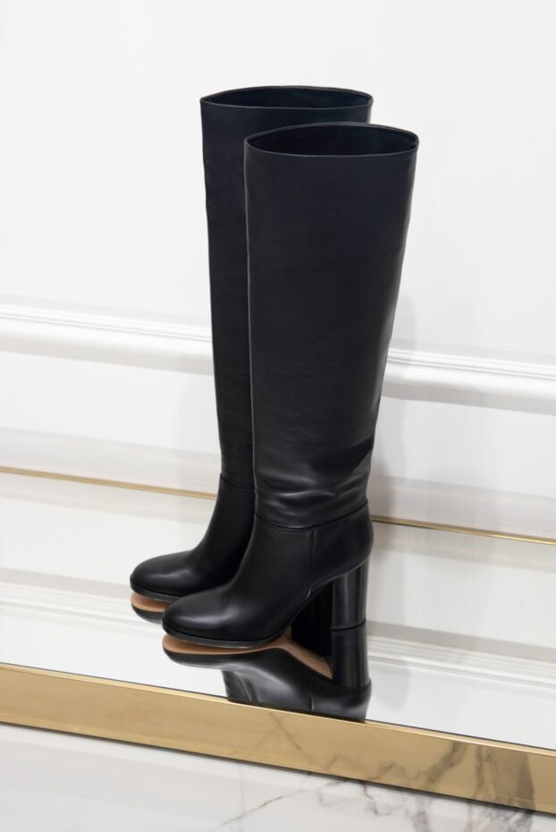 Gianvito Rossi boots women's high leather on square heel black 162356 - photo 2