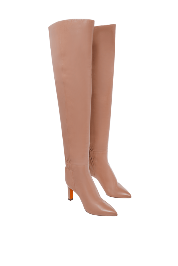 Santoni ботфорты женские кожаные с резинкой бежевые 162377 - фото 3