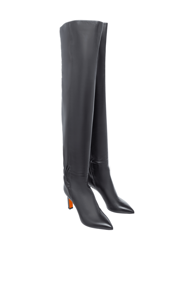 Santoni ботфорты женские кожаные с резинкой черные 162383 - фото 3