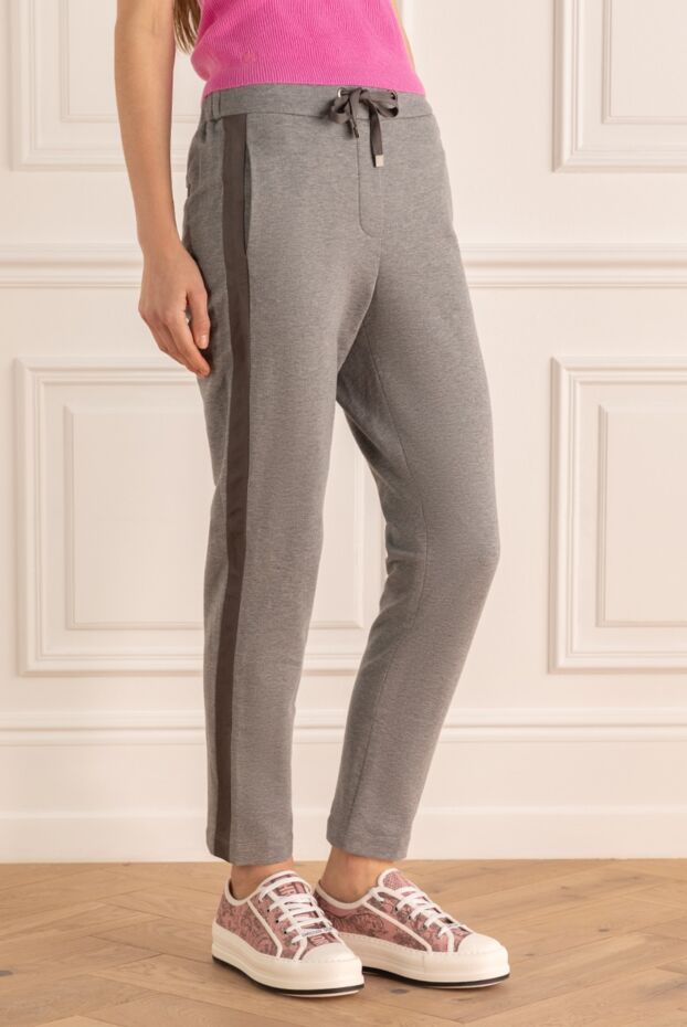Cappellini women's cropped grey trousers with dark inserts 162448 - photo 3