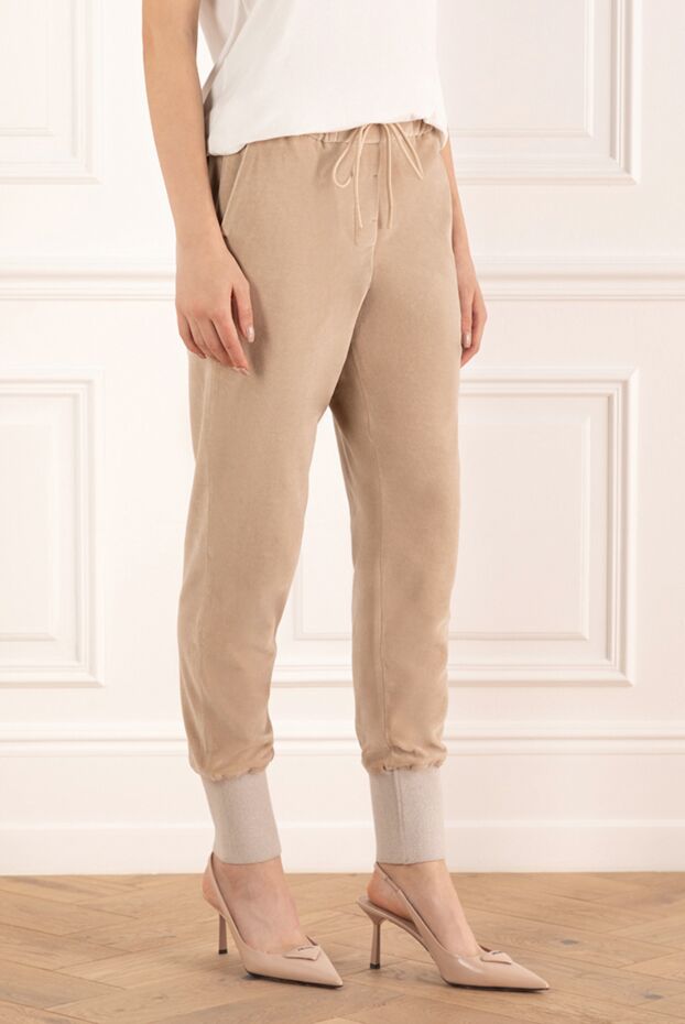 Cappellini beige cotton and polyamide pants for women 162451 - photo 3