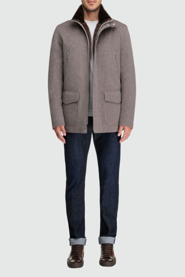 Seraphin man jacket with fur from cashmere and leather beige for men buy with prices and photos 162469 - photo 2