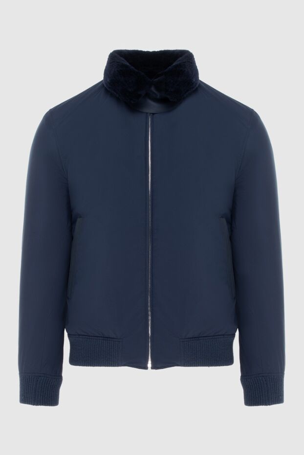 Seraphin man jacket with fur in nylon and leather blue for men buy with prices and photos 162496 - photo 1