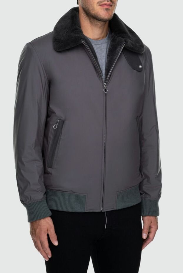 Seraphin man jacket with fur in nylon and leather gray for men buy with prices and photos 162498 - photo 2