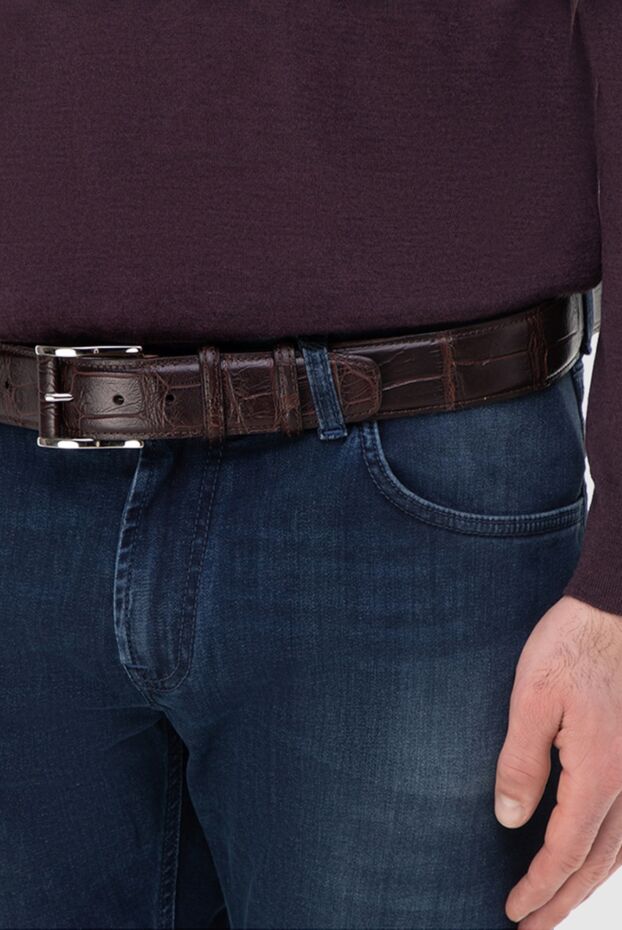 Cesare di Napoli man crocodile leather belt burgundy for men buy with prices and photos 162502 - photo 2