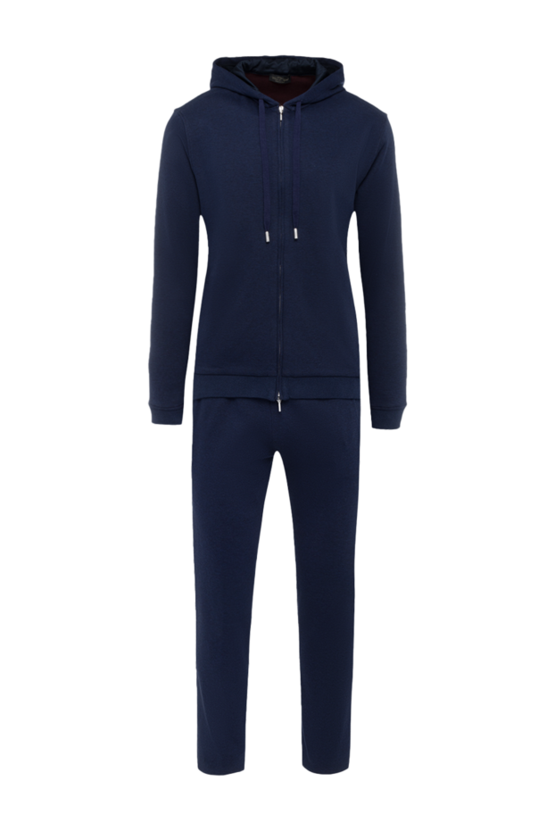 Cesare di Napoli mens fitted blue cotton knit tracksuit with hood 162519 - photo 1