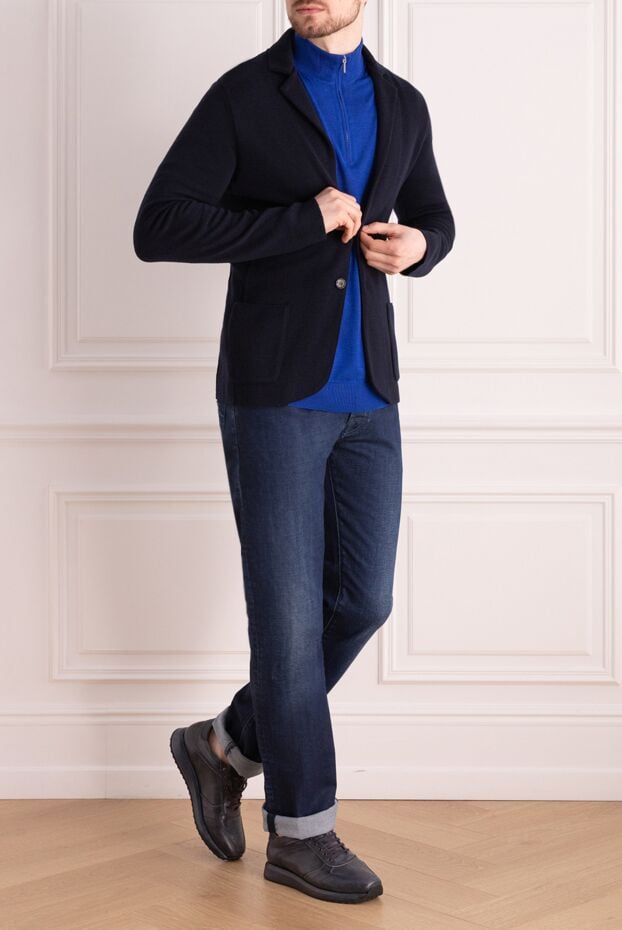 Tombolini men's dark blue wool jacket with patch pockets 162547 - photo 2