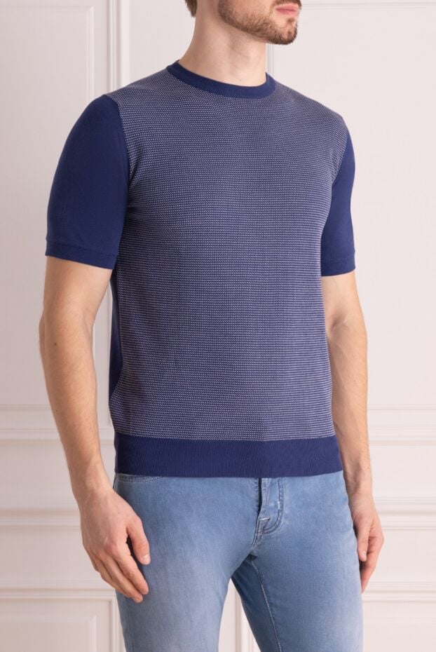 Corneliani short sleeve jumper with melange pattern in breathable cotton 162580 - photo 3