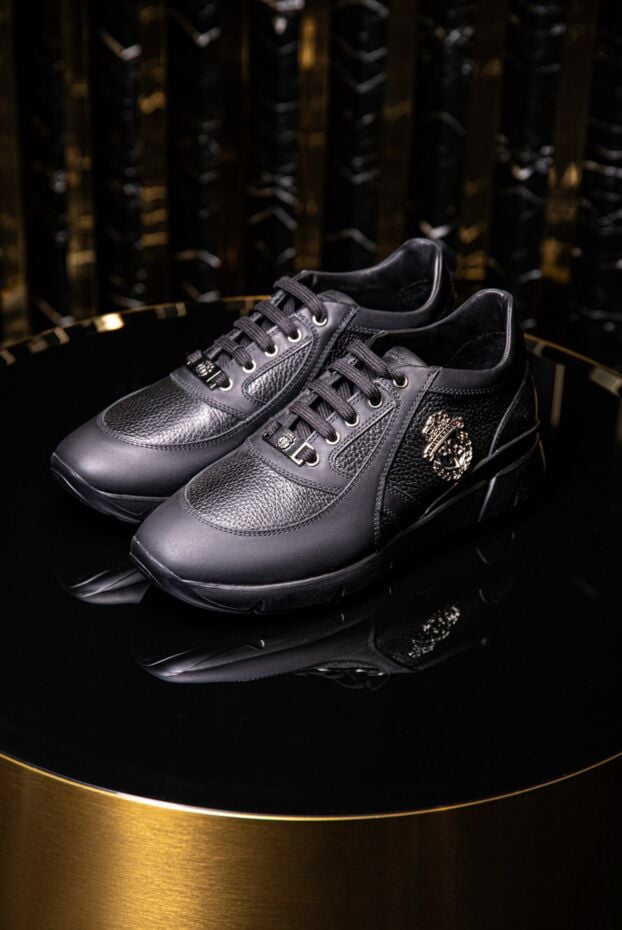 Billionaire black sneakers made of smooth and grained leather 162617 - photo 2