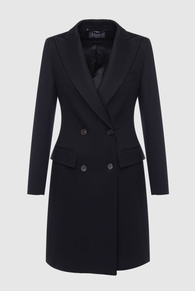 Heresis women's wool coat, black, double-breasted, with an english collar 162632 - photo 1
