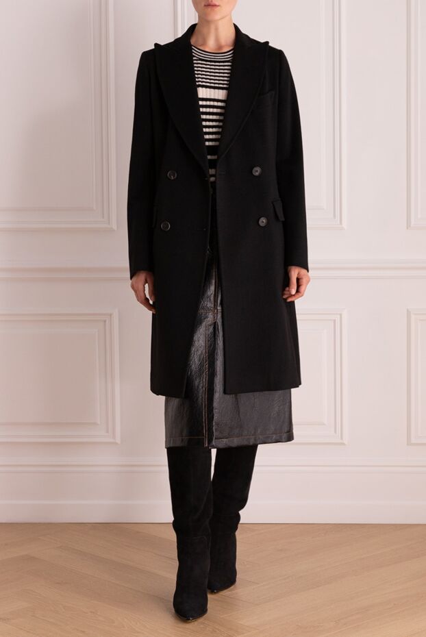 Heresis women's wool coat, black, double-breasted, with an english collar 162632 - photo 3
