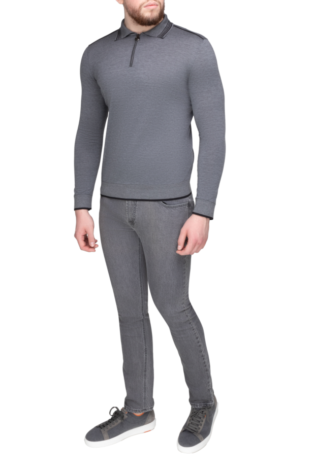 Stefano Ricci long-sleeved polo from silk and cashmere gray for men 162645 - photo 2
