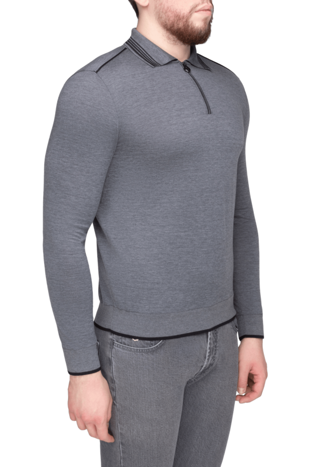 Stefano Ricci long-sleeved polo from silk and cashmere gray for men 162645 - photo 3
