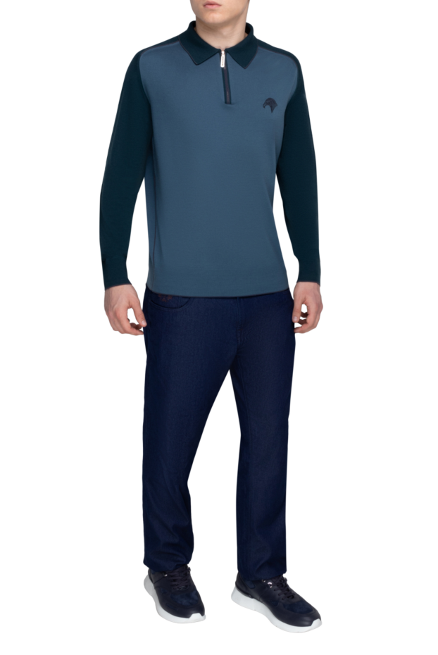 Stefano Ricci polo with long sleeves made of wool blue for men 162657 - photo 2