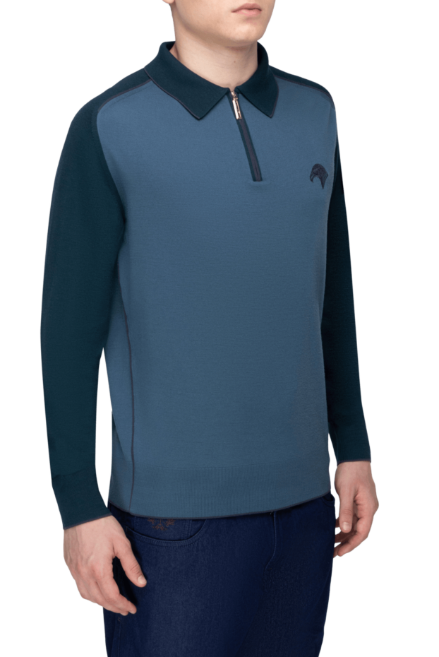 Stefano Ricci polo with long sleeves made of wool blue for men 162657 - photo 3