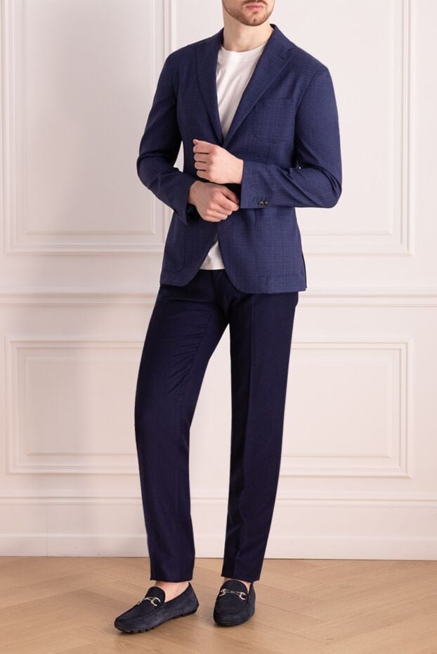 Lubiam men's dark blue wool trousers with a classic fit 162725 - photo 2