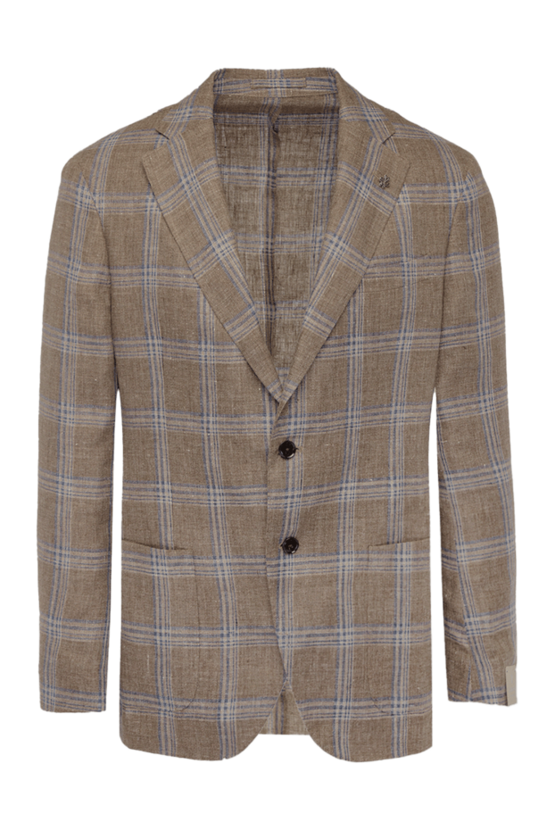 Lubiam linen thread jacket light brown checkered 162729 - photo 1