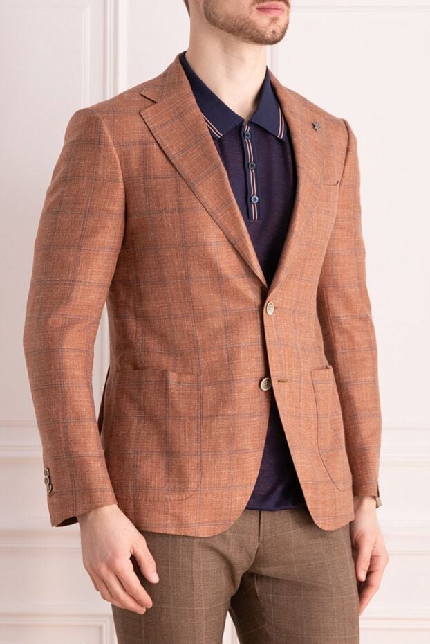 Lubiam wool, silk and flex jacket, orange, checkered 162737 - photo 3