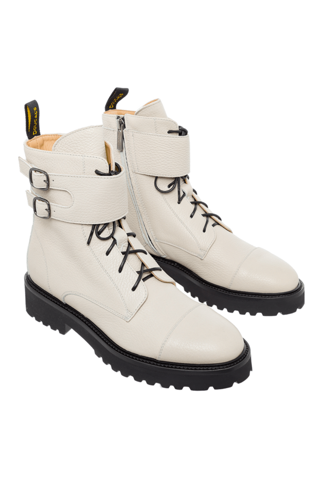 Doucal`s women's white leather boots with chunky soles and buckles 162782 - photo 3
