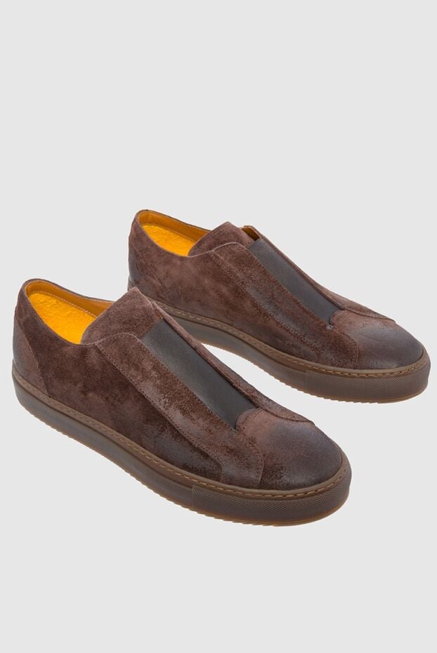 Doucal`s dark brown suede slip-on sneakers with soft soles 162785 - photo 3