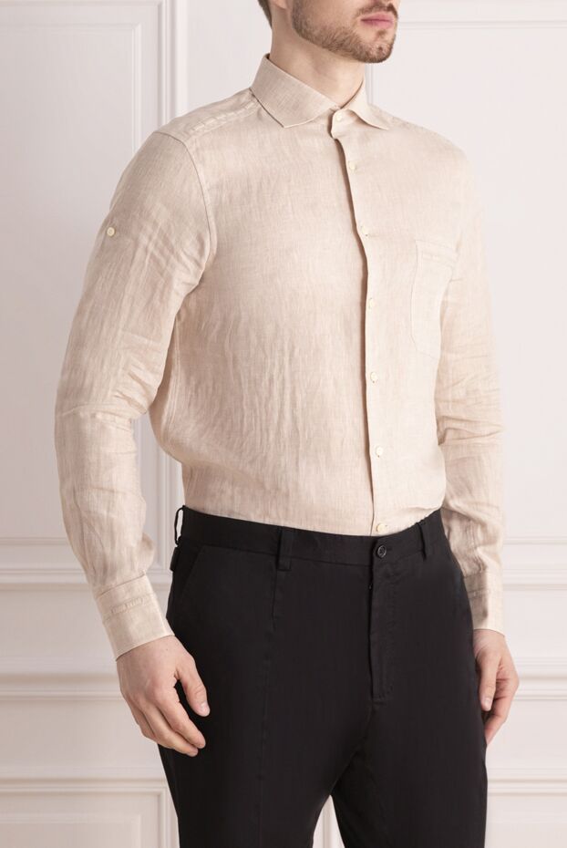 Stefano Ricci men's beige linen shirt with a breast pocket 162790 - photo 3