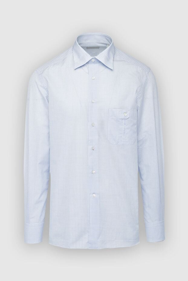 Stefano Ricci men's light-colored cotton shirt with a small check pattern 162794 - photo 1