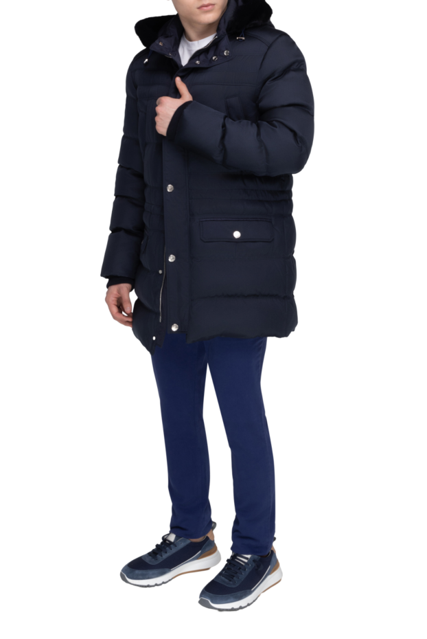 Stefano Ricci men's down jacket made of cashmere, silk and mink blue 162890 - photo 2