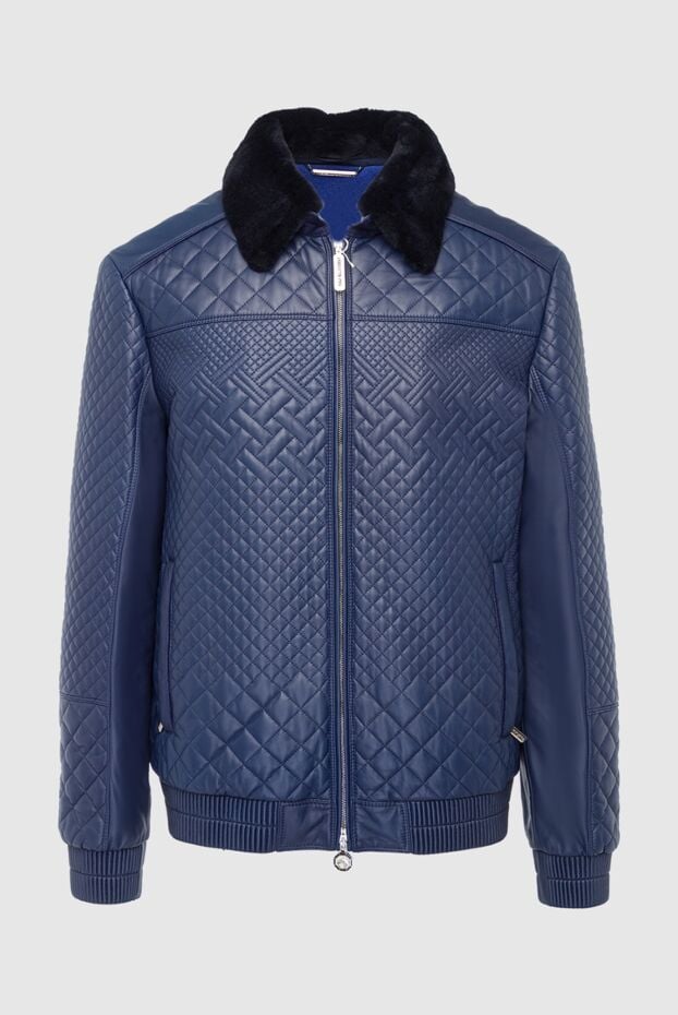 Stefano Ricci blue quilted genuine leather jacket with a fur collar 162900 - photo 1
