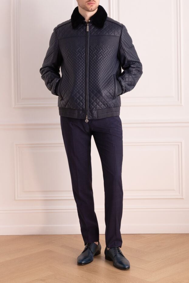Stefano Ricci blue quilted genuine leather jacket with a fur collar 162900 - photo 2