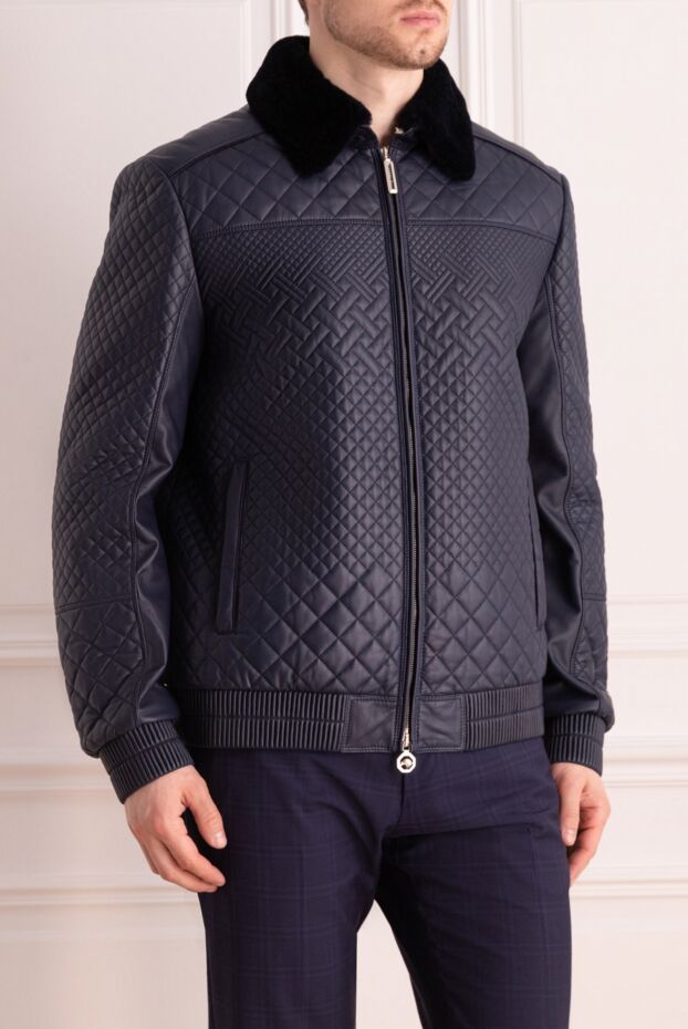 Stefano Ricci blue quilted genuine leather jacket with a fur collar 162900 - photo 3