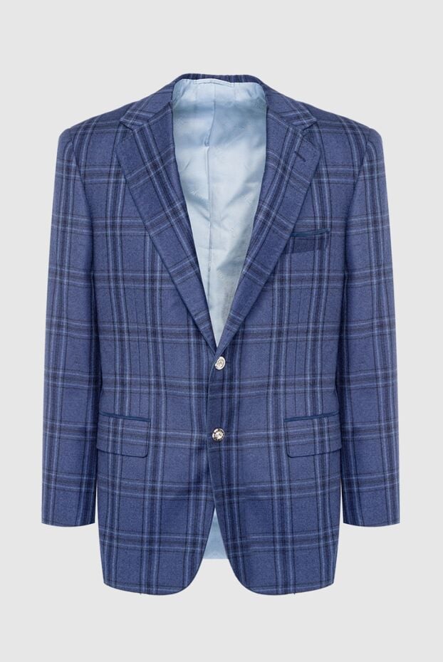 Blue wool and cashmere jacket for men - photo 1
