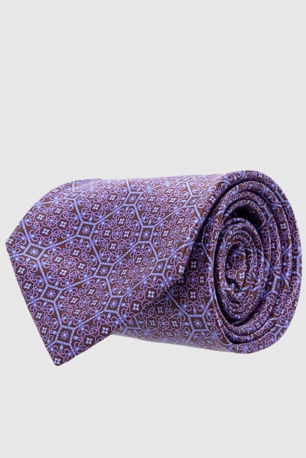 Stefano Ricci brown silk tie with lilac geometric pattern 162936 - photo 1