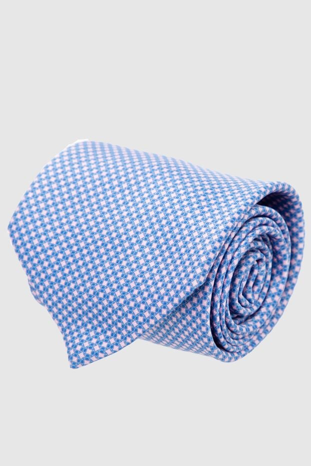 Stefano Ricci light blue silk tie with a geometric pattern on a pink background 162944 - photo 1