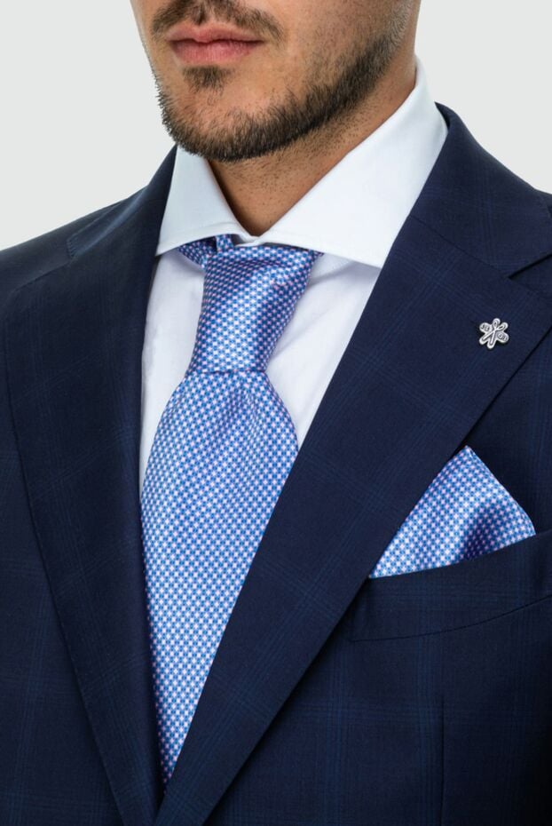 Stefano Ricci light blue silk tie with a geometric pattern on a pink background 162944 - photo 2