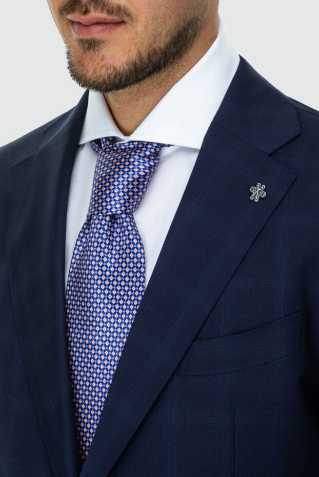 Stefano Ricci men's tie made of natural silk in blue and pink colors 162969 - photo 2