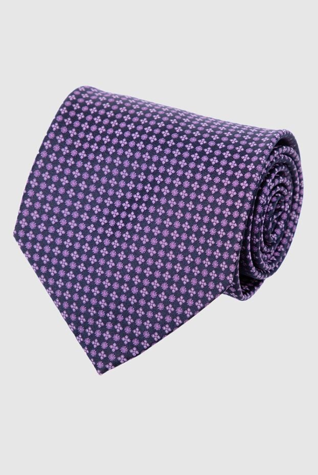 Stefano Ricci men's purple tie made of thick jacquard silk with a small geometric pattern 162976 - photo 1