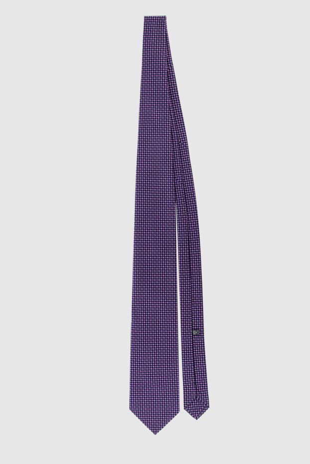 Stefano Ricci men's purple tie made of thick jacquard silk with a small geometric pattern 162976 - photo 3