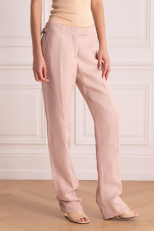 Tom Ford pink viscose and linen pants for women 163023 - photo 3