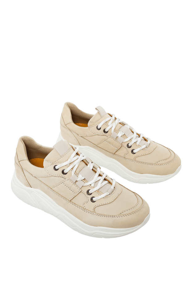 Doucal`s women's beige stitched sneakers with white laces 163148 - photo 3