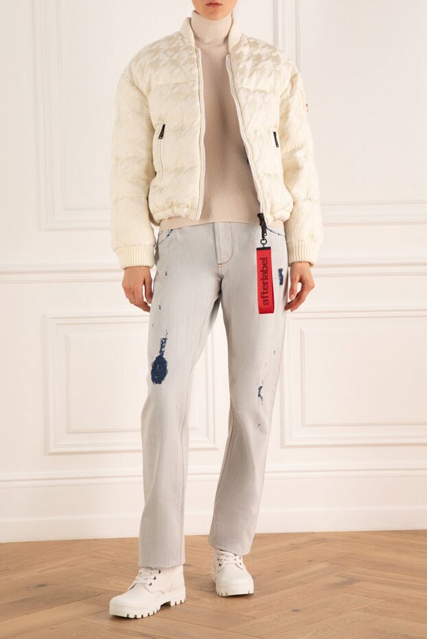After Label white quilted bomber jacket with voluminous texture and zippers on down 163154 - photo 3