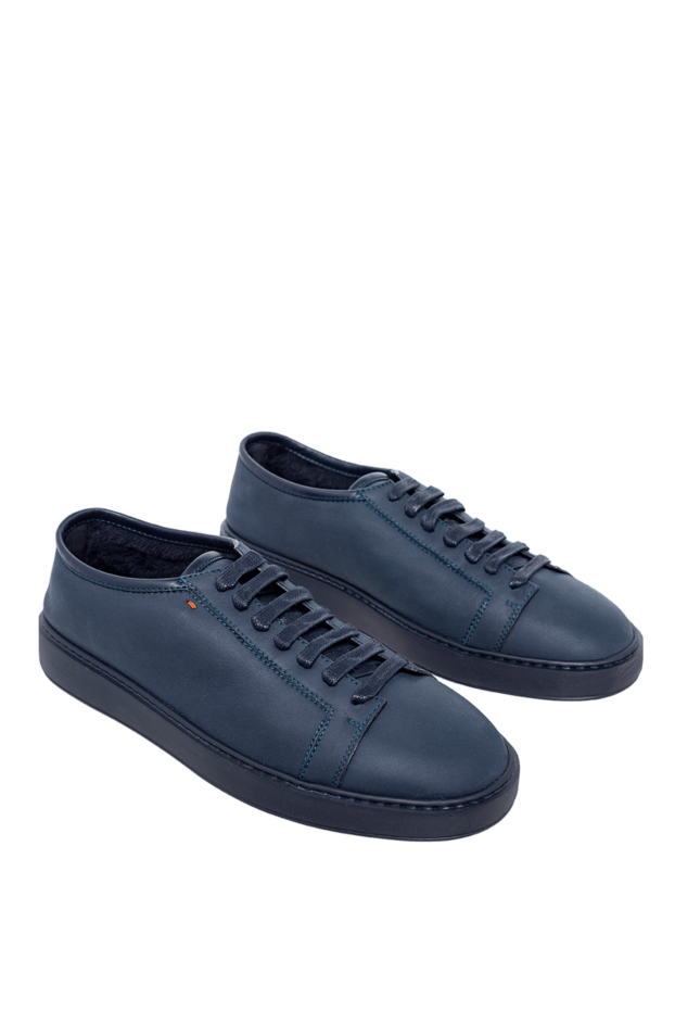 Santoni navy blue sneakers with red dot accent 163157 - photo 3