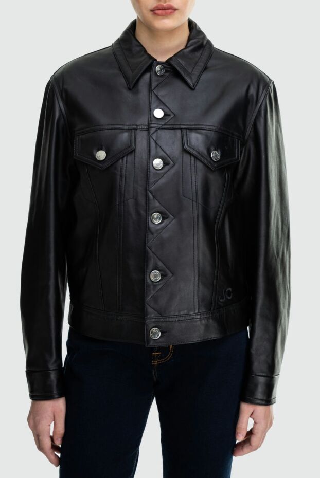 Jacob Cohen black leather jacket with buttons and patch pockets 163181 - photo 3