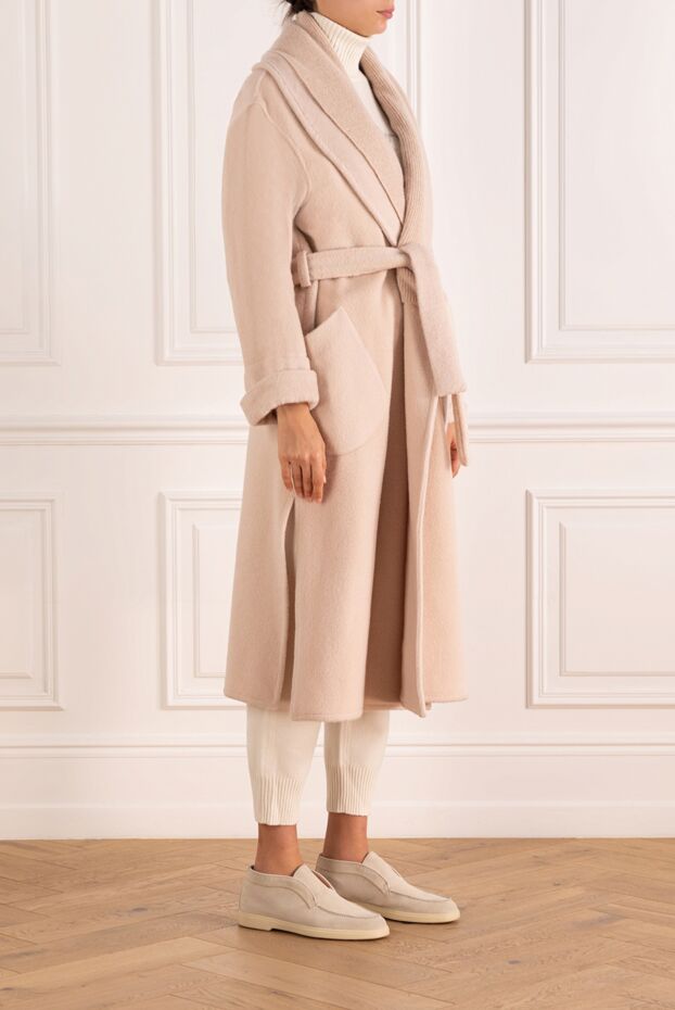 Panicale beige wool and polyamide coat for women 163250 - photo 3