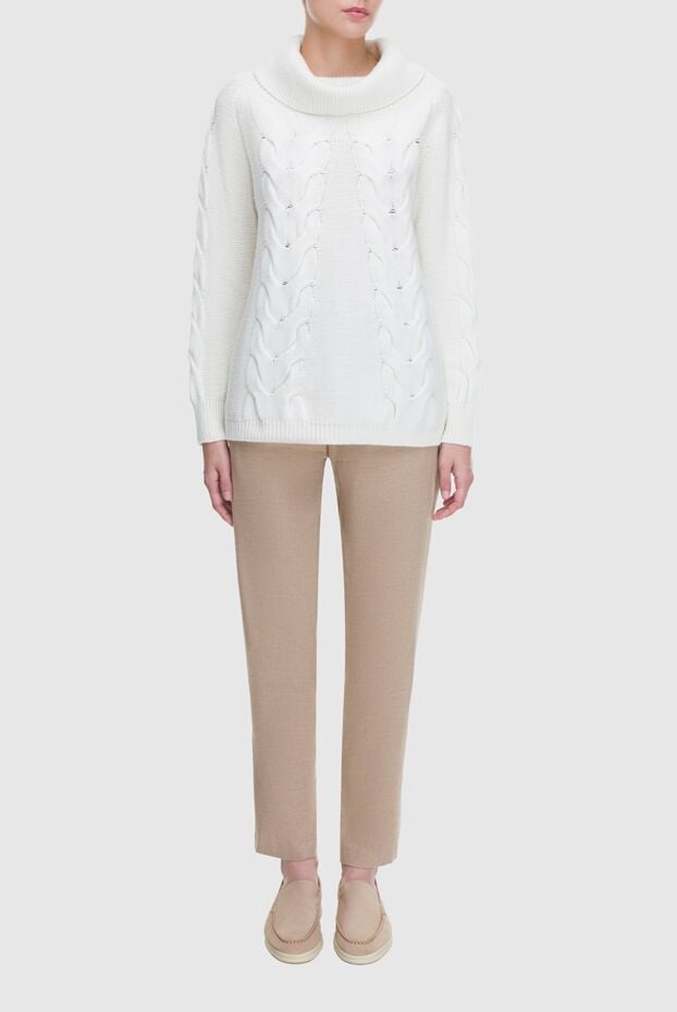 Panicale white womens jumper with a wide high collar 163269 - photo 2