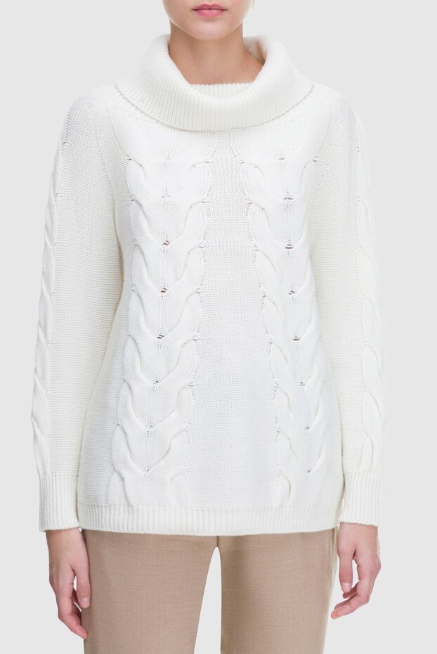 Panicale white womens jumper with a wide high collar 163269 - photo 3